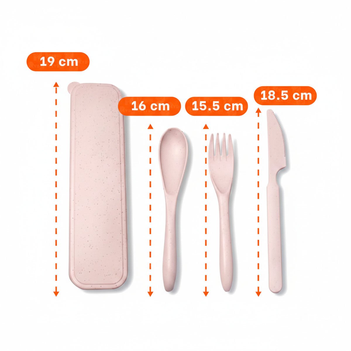 PACK4 SET DE 3 CUBIERTOS CON ESTUCHE PORTATIL ELEGANTE ROSADO Y+REGALO STICKER - 4