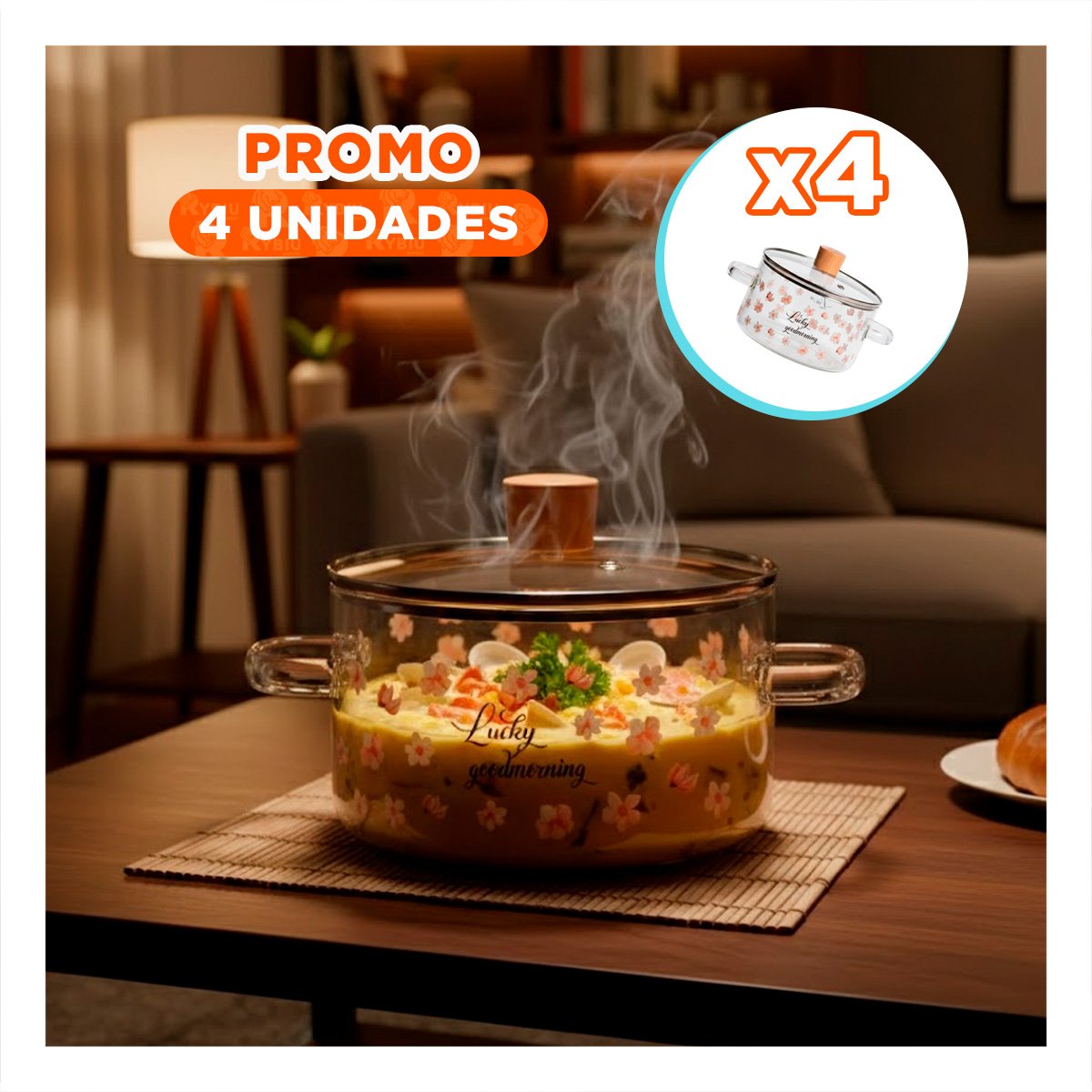 PACK4 CONTENEDOR FUNCIONAL PARA PREPARACIONES CALIENTES 1,8L TRANSPARENTE - 1