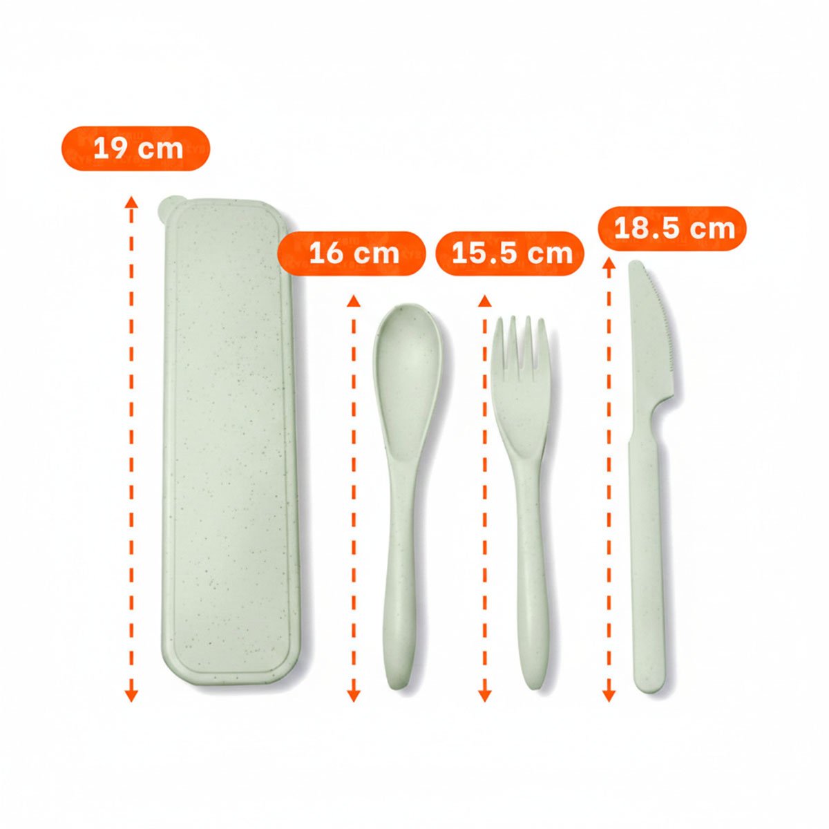 PACK12 SET 3 CUBIERTOS ECOLOGICOS CON ESTUCHE PORTATIL RESISTENTE VERDE - 4