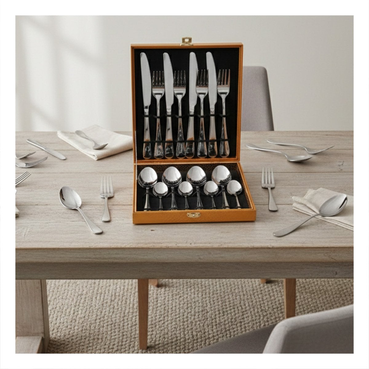 KIT FUNCIONAL DE CUBIERTOS 16 PIEZAS CON ESTUCHE PLATEADO Y+REGALO STICKER - 2