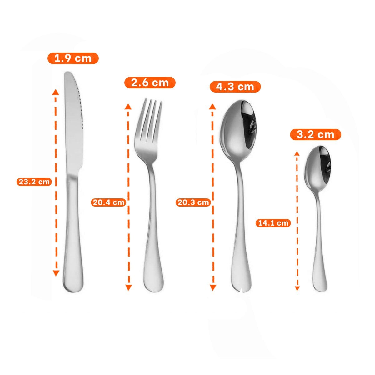 KIT FUNCIONAL DE CUBIERTOS 16 PIEZAS CON ESTUCHE PLATEADO Y+REGALO STICKER - 4