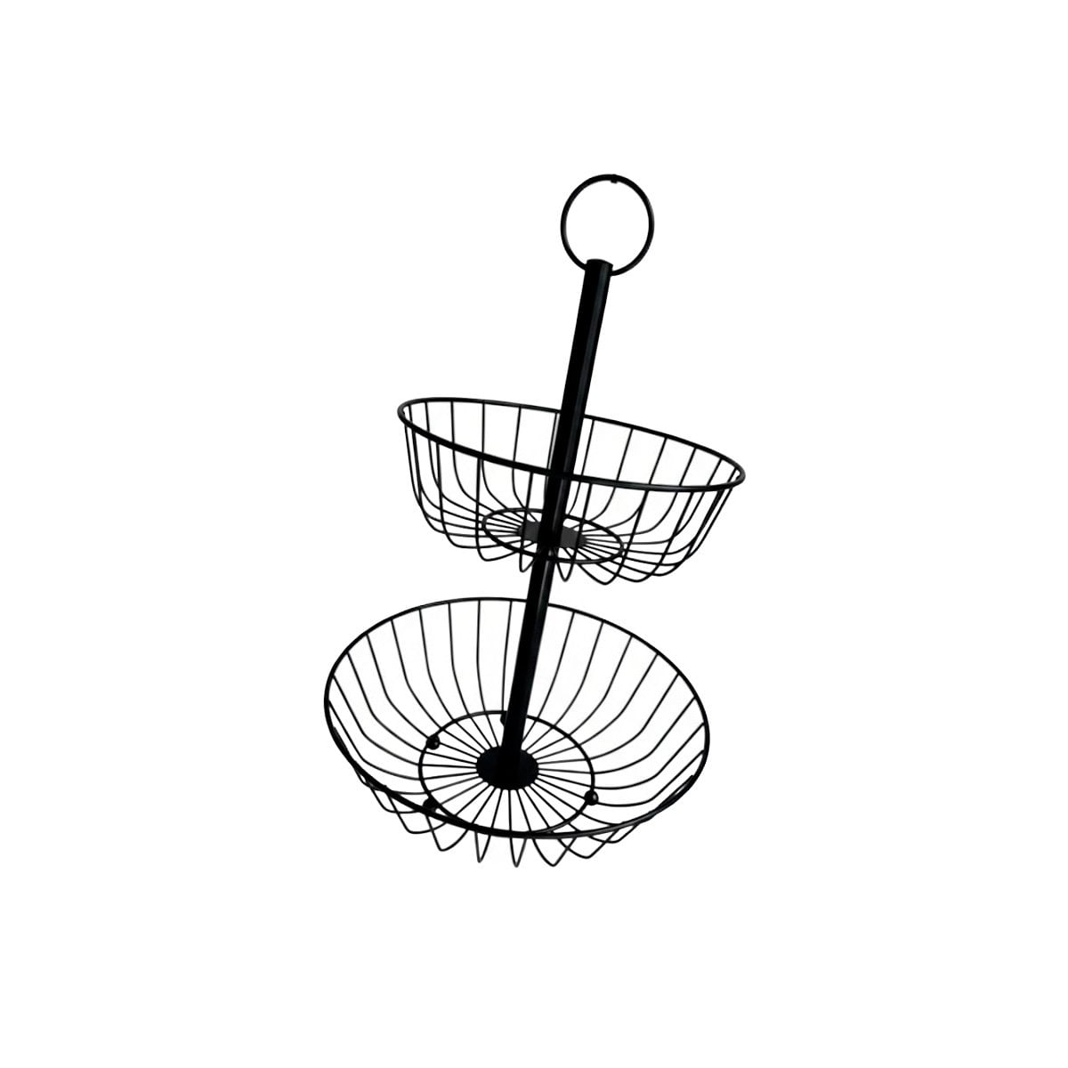 PACK4 FRUTERO DE COCINA 2 PISOS CIRCULAR NEGRO ESTILO MINIMALISTA Y+PAPEL REGALO - 3