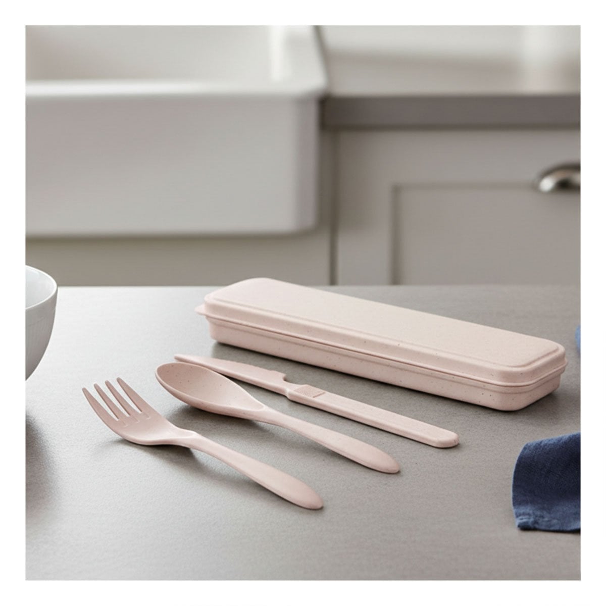 PACK6 KIT CUBIERTOS CON ESTUCHE COMPACTO PARA LONCHERA ROSADO - 5