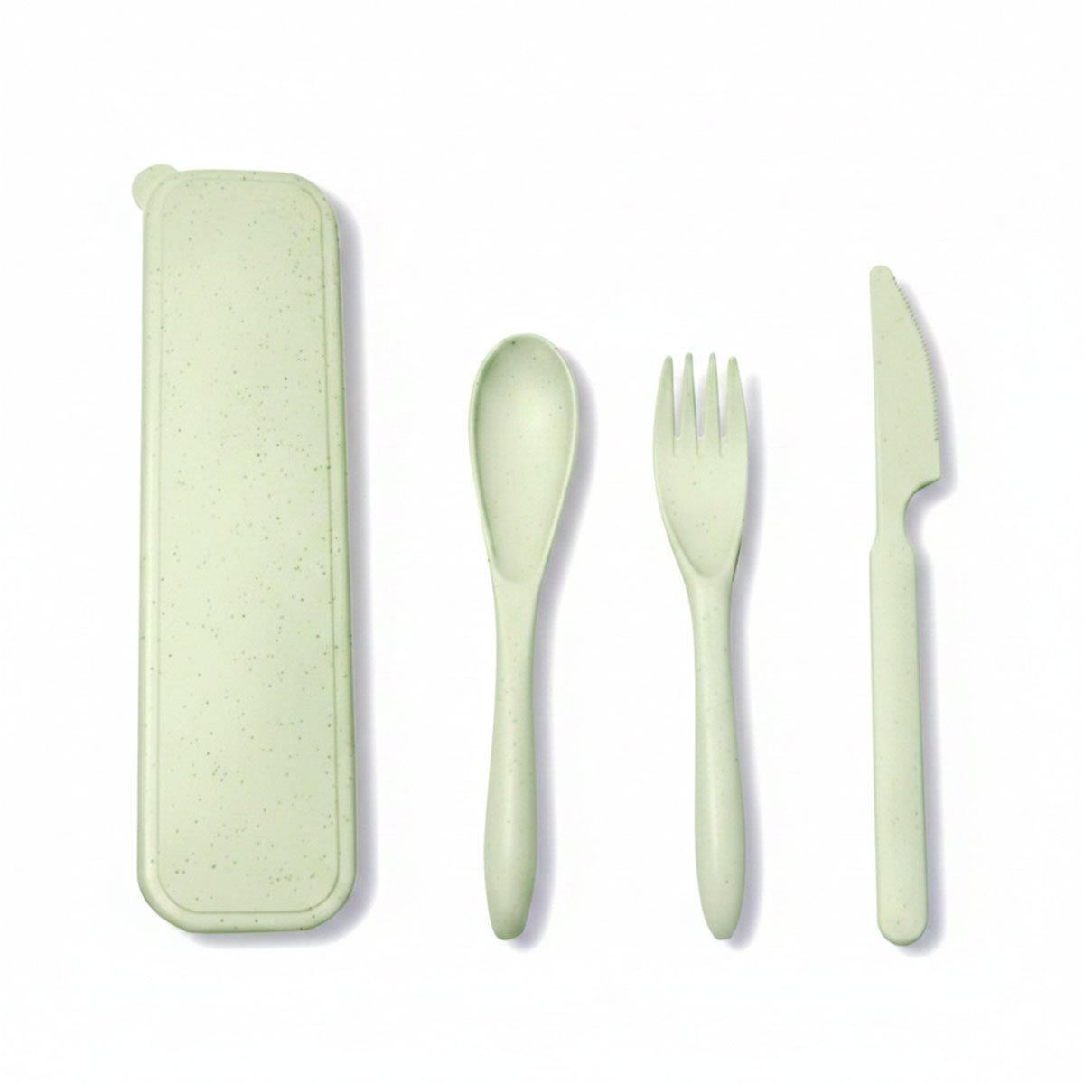 PACK4 SET 3 CUBIERTOS CON ESTUCHE PRACTICO PARA TRABAJO VERDE Y+PAPEL REGALO - 3