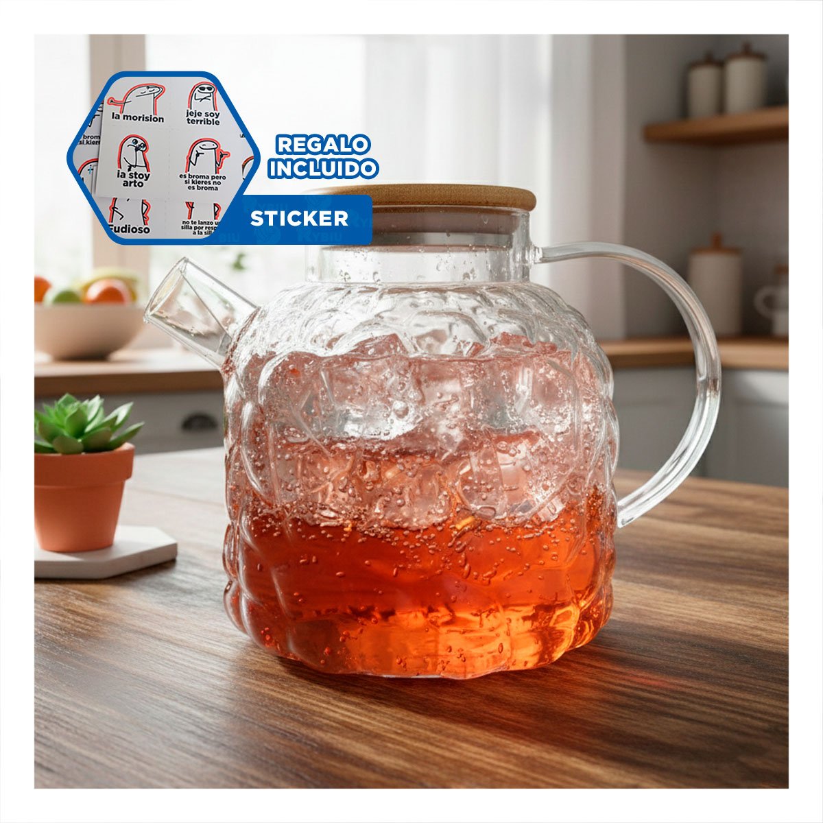 ENVASE PRACTICO PARA SERVIR BEBIDAS FRIAS Y CALIENTES TRANSPARENTE Y+REGALO STICKER - 1