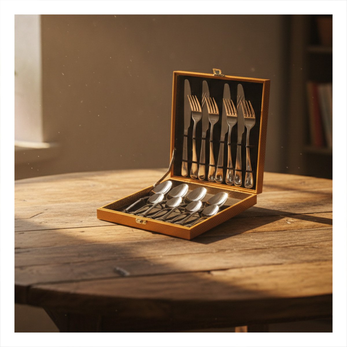 PACK4 ESTUCHE MODERNO CON UTENSILIOS DE PRESENTACION PLATEADO - 2