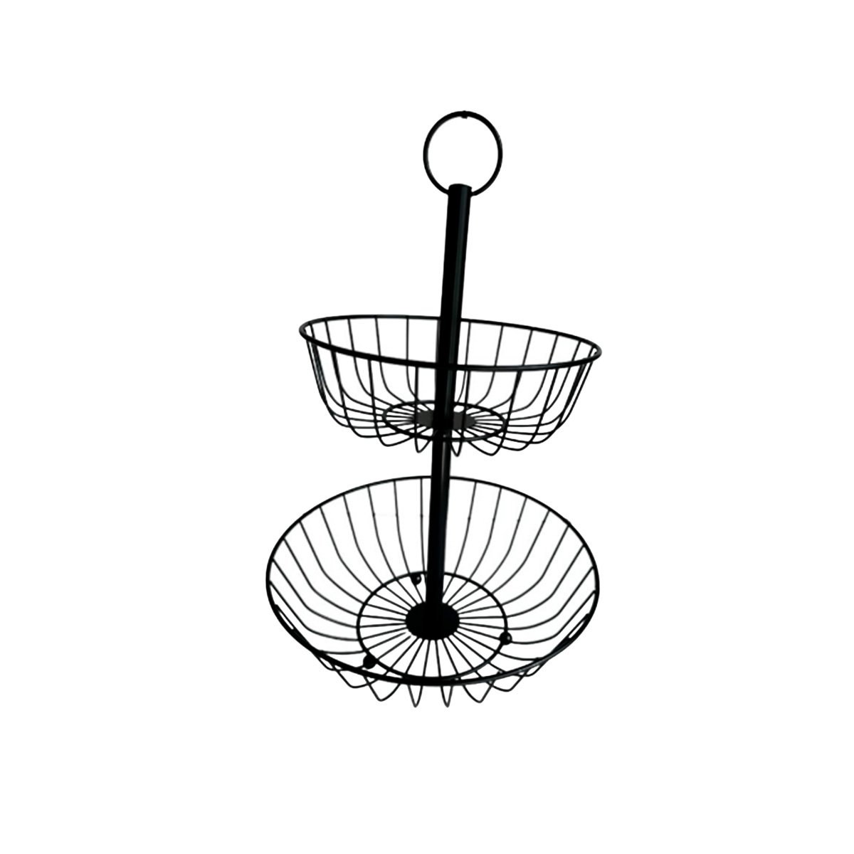 FRUTERO DE ENCIMERA 2 NIVELES CIRCULAR NEGRO PRACTICO Y+PAPEL REGALO - 1