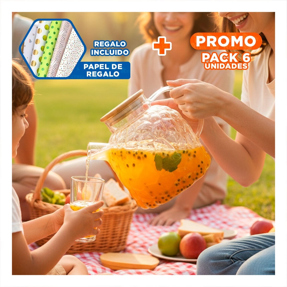 PACK6 UNIDAD CREATIVA PARA COCINA Y MESA CON ESTILO MODERNO TRANSPARENTE Y+PAPEL REGALO - 1