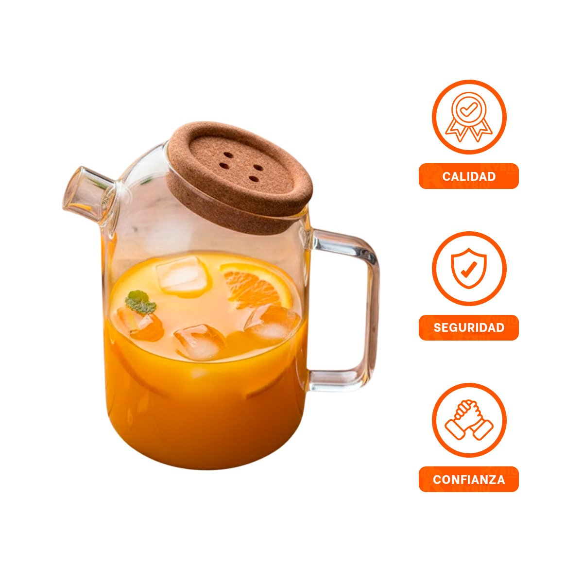 RECIPIENTE PRACTICO DE BOROSILICATO CON TAPA DE CORCHO PARA SERVIR BEBIDAS TRANSPARENTE - 3
