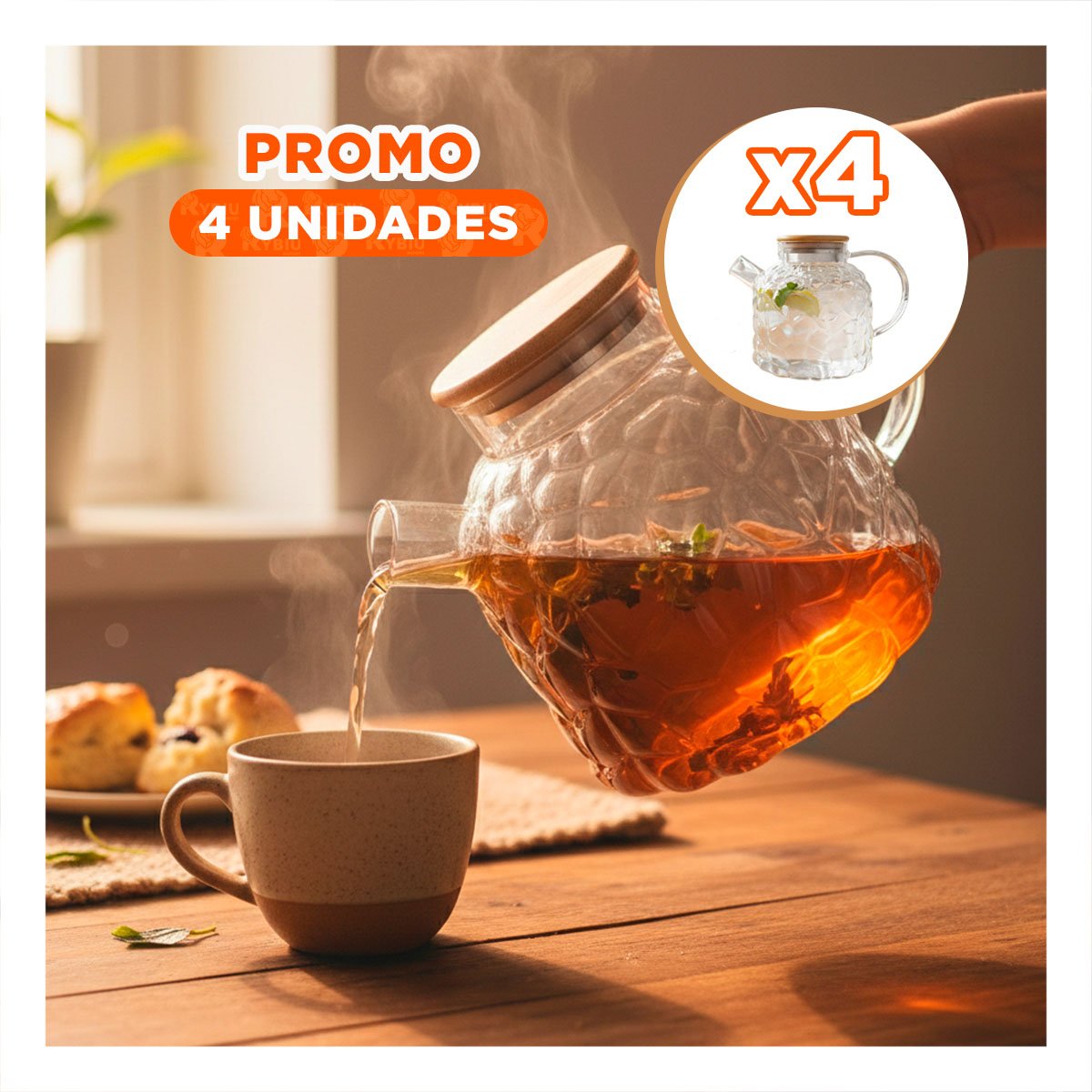 PACK4 ARTICULO MODERNO DE USO DIARIO PARA GUARDAR LIQUIDOS TRANSPARENTE - 1