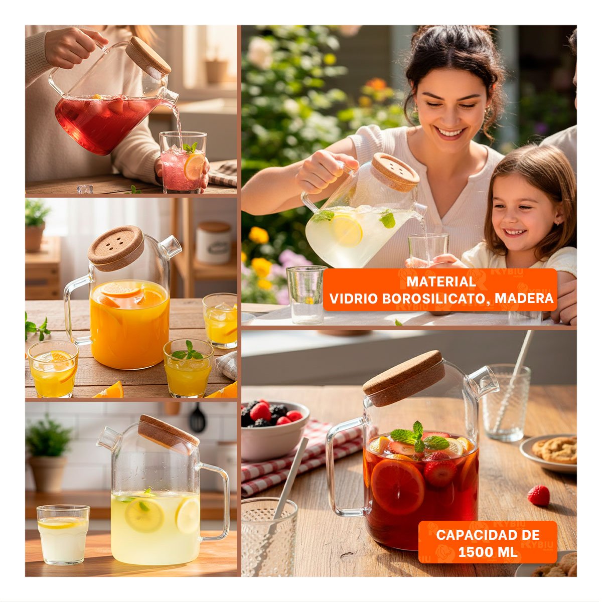 RECIPIENTE COMPACTO PARA GUARDAR LIQUIDOS Y SERVIR EN MESA TRANSPARENTE Y+LIGAS REGALO - 5