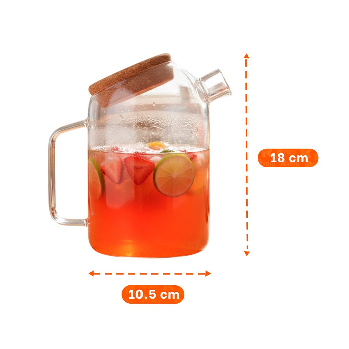 PACK4 VASO GRANDE DE BOROSILICATO CON TAPA DE CORCHO PARA JUGOS TRANSPARENTE Y+REGALO STICKER - 4