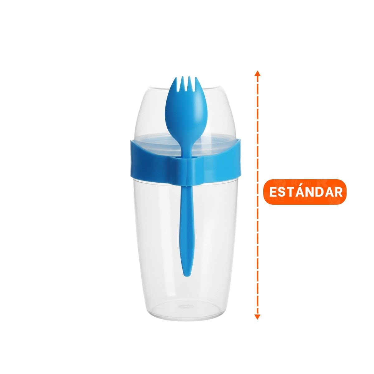 PACK6 VASO YOGURERO CON CUBIERTO GRANDE AZUL 2 EN 1 PARA LLEVAR SIEMPRE Y+PAPEL REGALO - 4