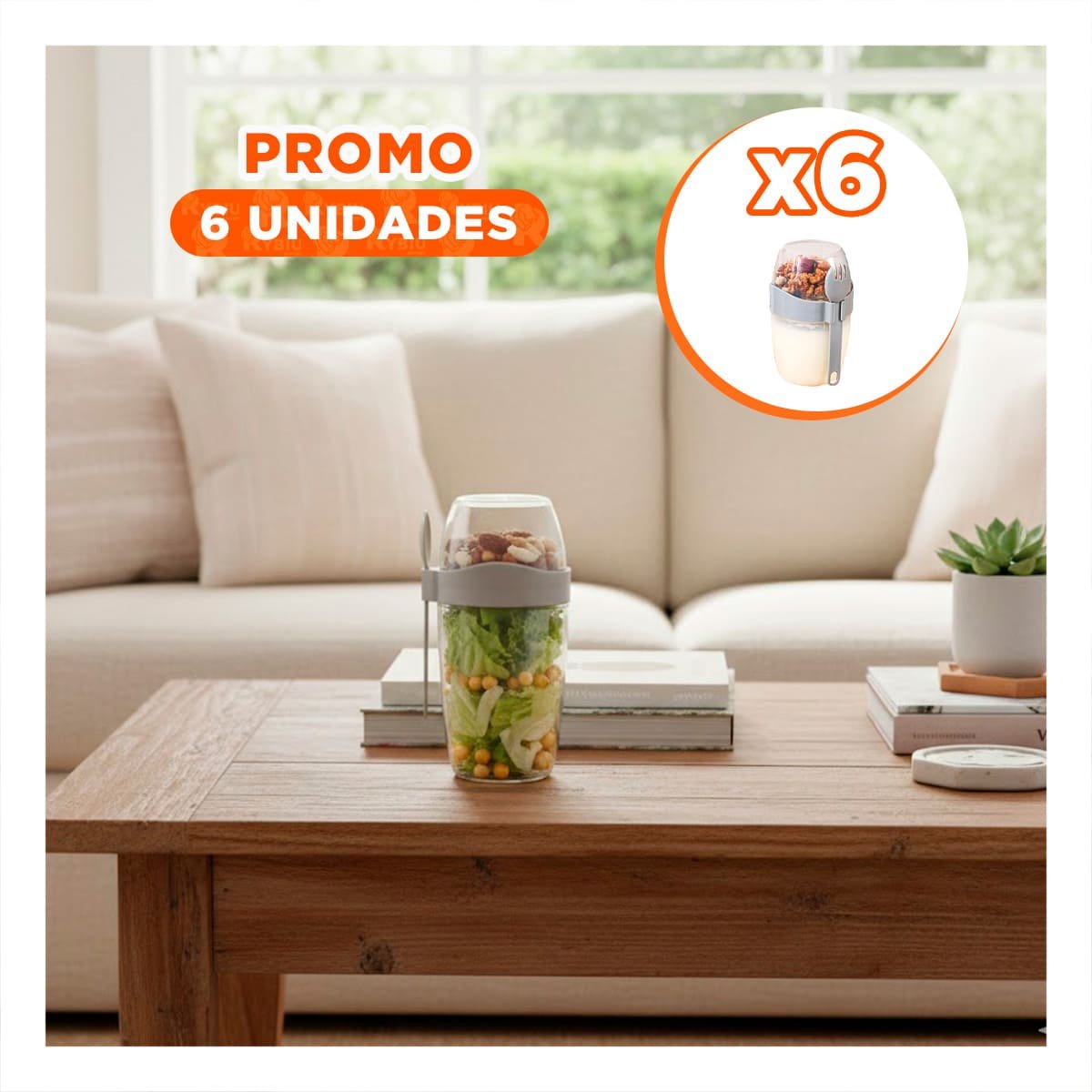 PACK6 TAZA PARA YOGUR PLOMO CON SEPARADOR SUPERIOR PRACTICO Y FUNCIONAL Y+REGALO STICKER - 1