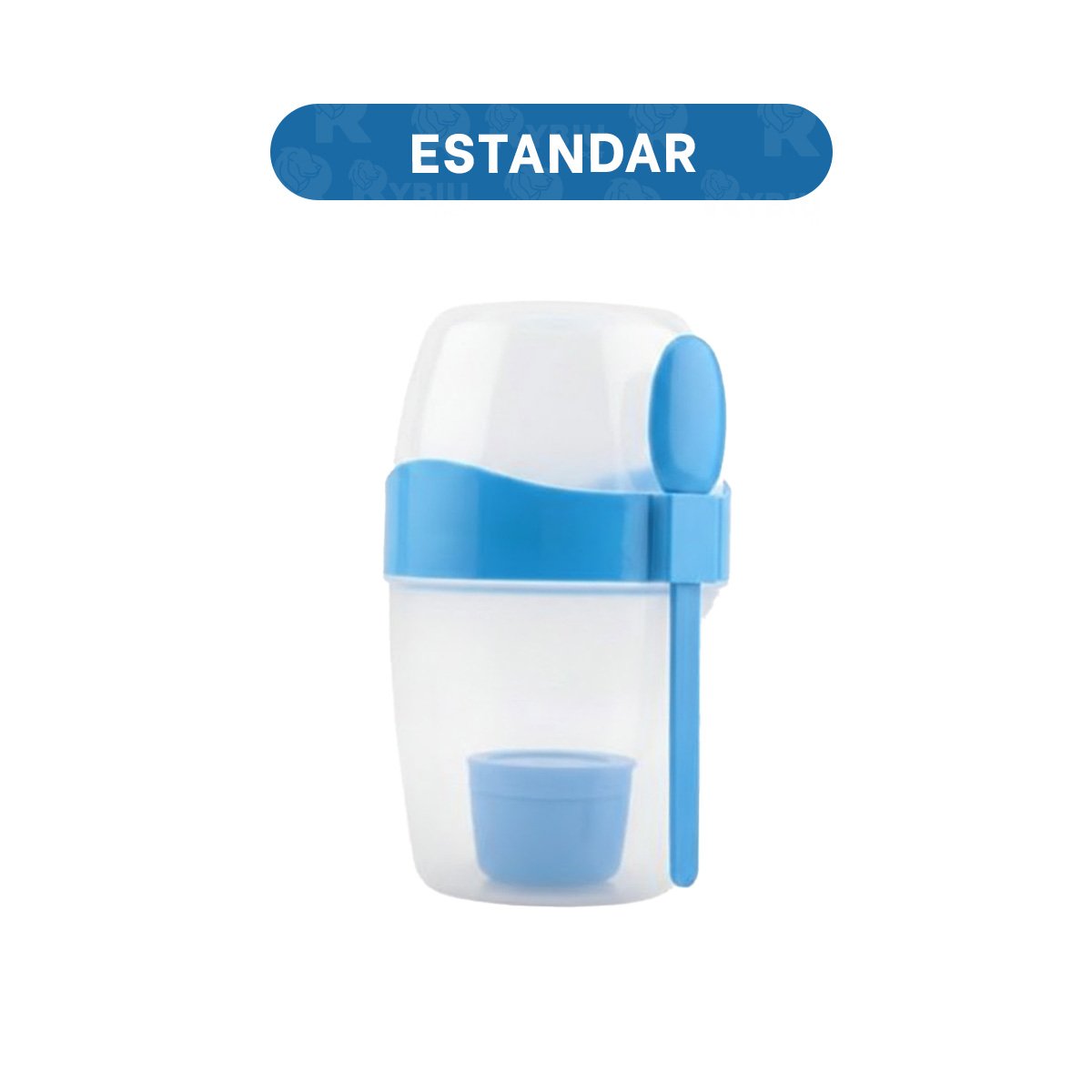 PACK12 CONTENEDOR YOGURERO AZUL CON CUCHARA Y ESPACIO MULTIUSO Y+PAPEL REGALO - 4