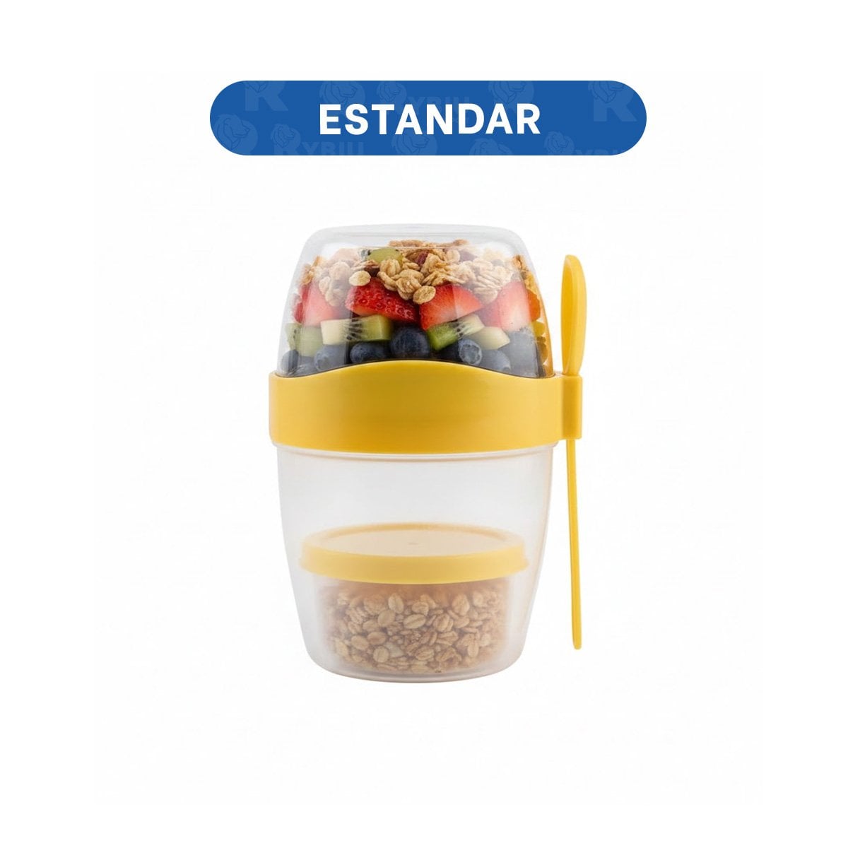 PACK4 VASO YOGUR AMARILLO CON CUBIERTO REUTILIZABLE PARA SNACKS Y FRUTAS Y+PAPEL REGALO - 4