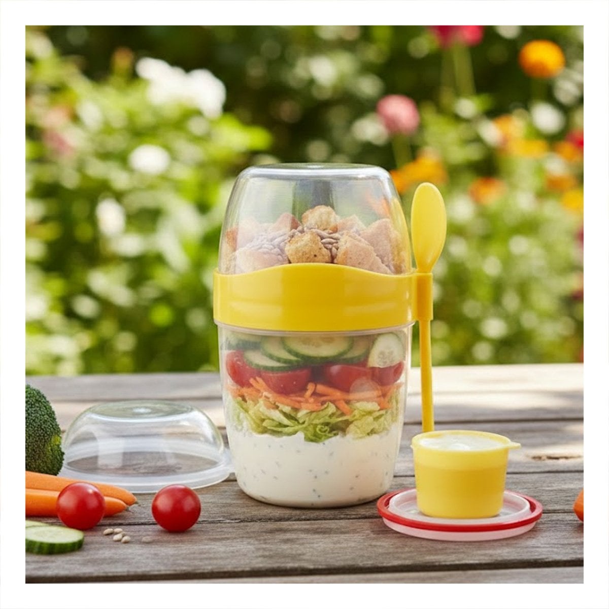 PACK4 VASO YOGUR AMARILLO CON CUBIERTO REUTILIZABLE PARA SNACKS Y FRUTAS Y+PAPEL REGALO - 5