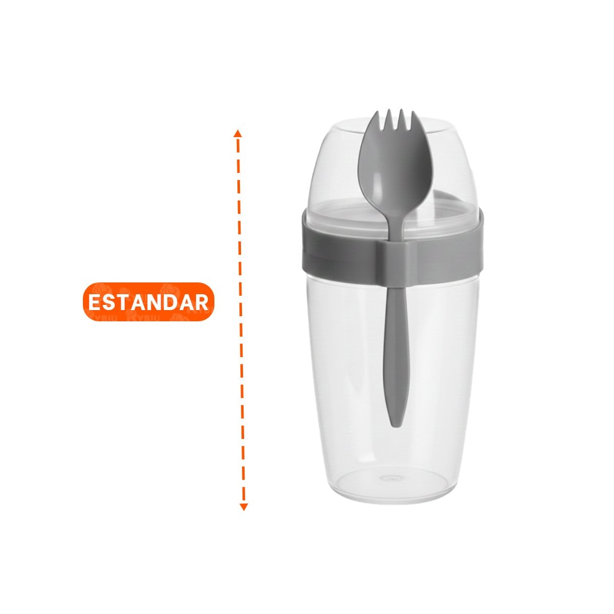 VASO YOGURERO 2 EN 1 CON CUBIERTO GRANDE PLOMO PARA LONCHERA Y VIAJES - 4