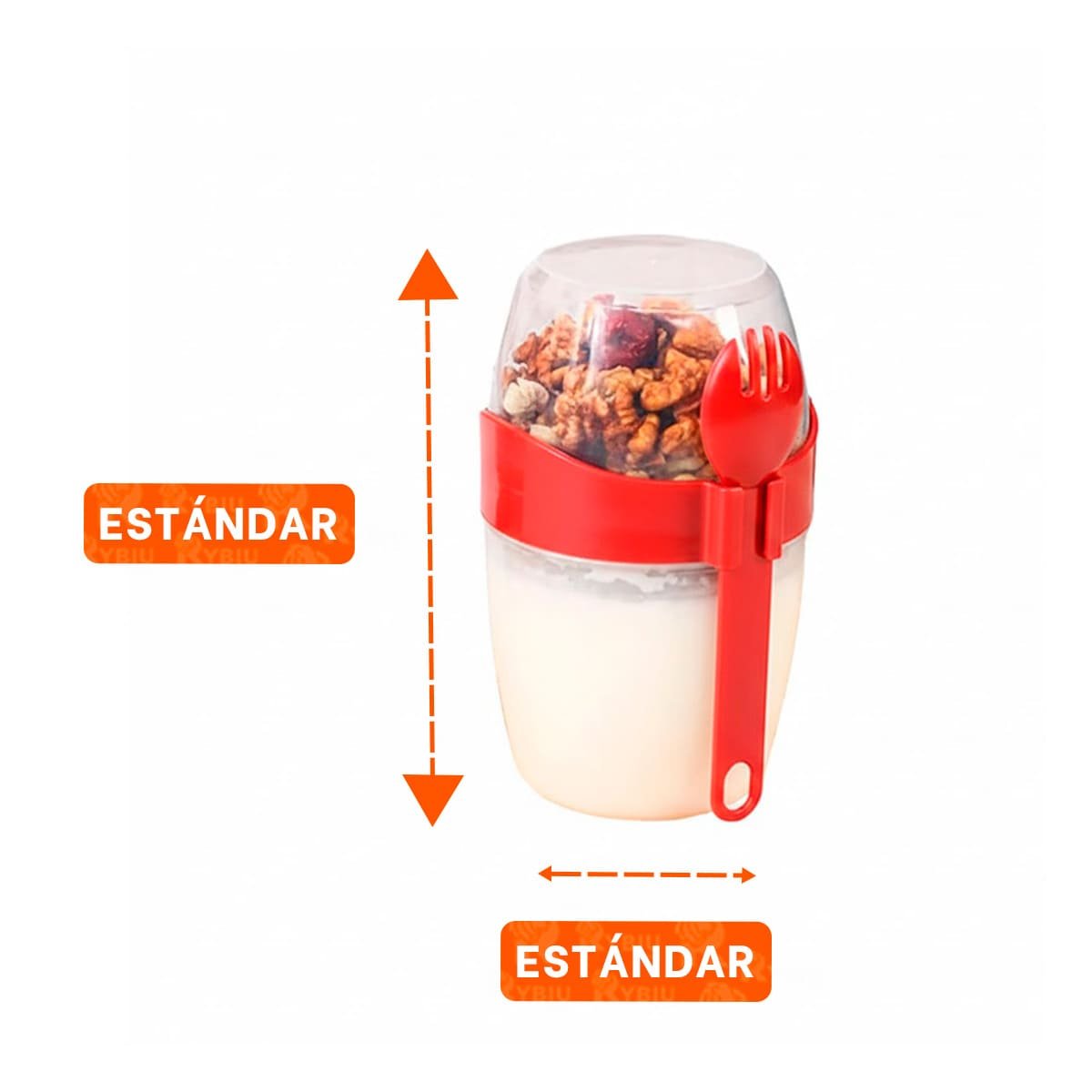 PACK4 VASO YOGURERO ROJO CON CUBIERTO REUTILIZABLE PARA USO DIARIO Y+REGALO STICKER - 4