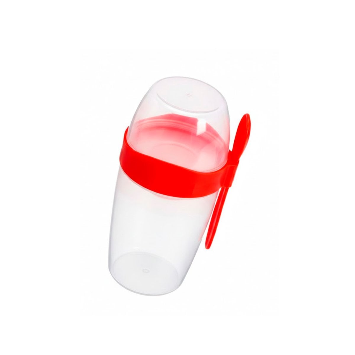 RECIPIENTE YOGURTERO 2 EN 1 CON CUBIERTO GRANDE ROJO PARA GUARDAR CEREAL Y+REGALO STICKER - 3