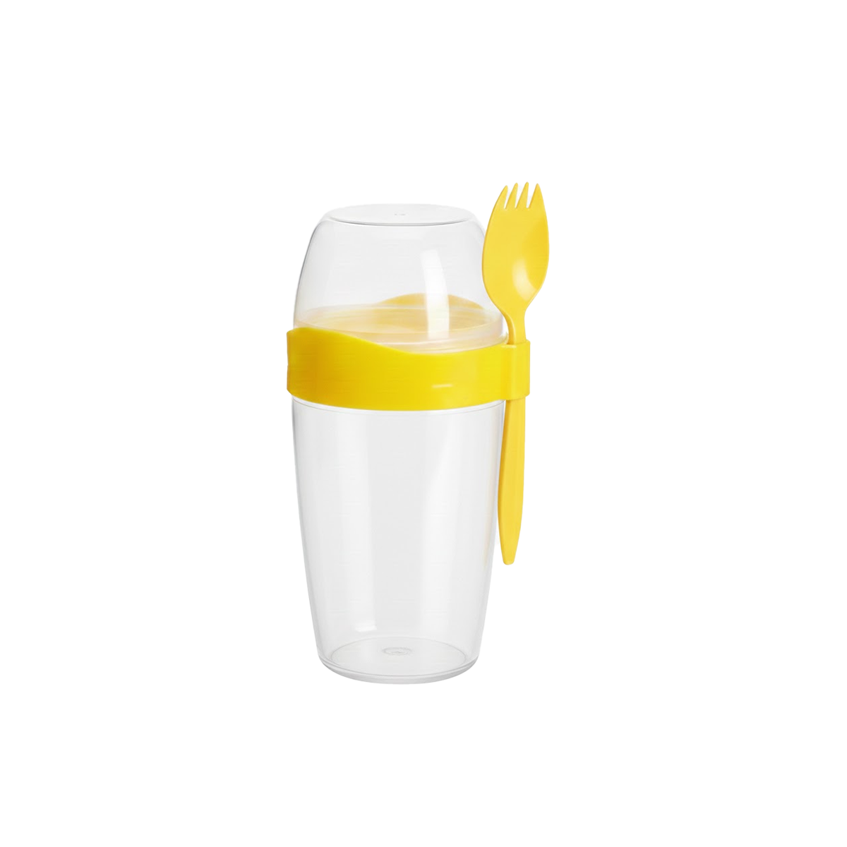PACK2 VASO YOGURTERO 2 EN 1 CON CUBIERTO GRANDE AMARILLO PARA USO CONTINUO Y+REGALO STICKER - 2