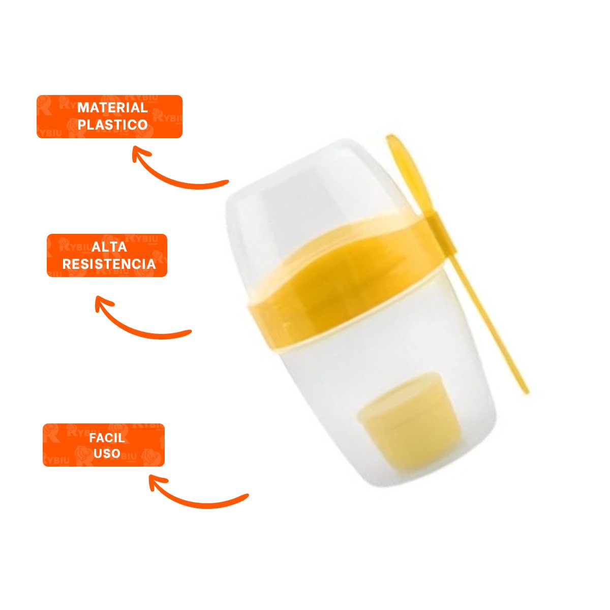 VASO YOGURERO AMARILLO CON CUBIERTO INTEGRADO PRACTICO PARA USO DIARIO - 3