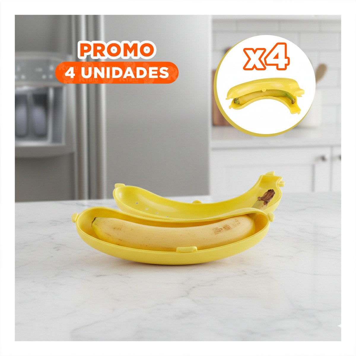 PACK4 PORTA PLATANO AMARILLO LIGERO PARA LLEVAR SNACKS DE FORMA ORDENADA - 1