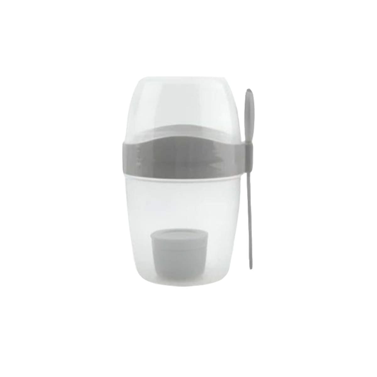 CONTENEDOR YOGURERO PLOMO CON CUBIERTO INCLUIDO PARA SNACK SALUDABLE Y+REGALO STICKER - 3