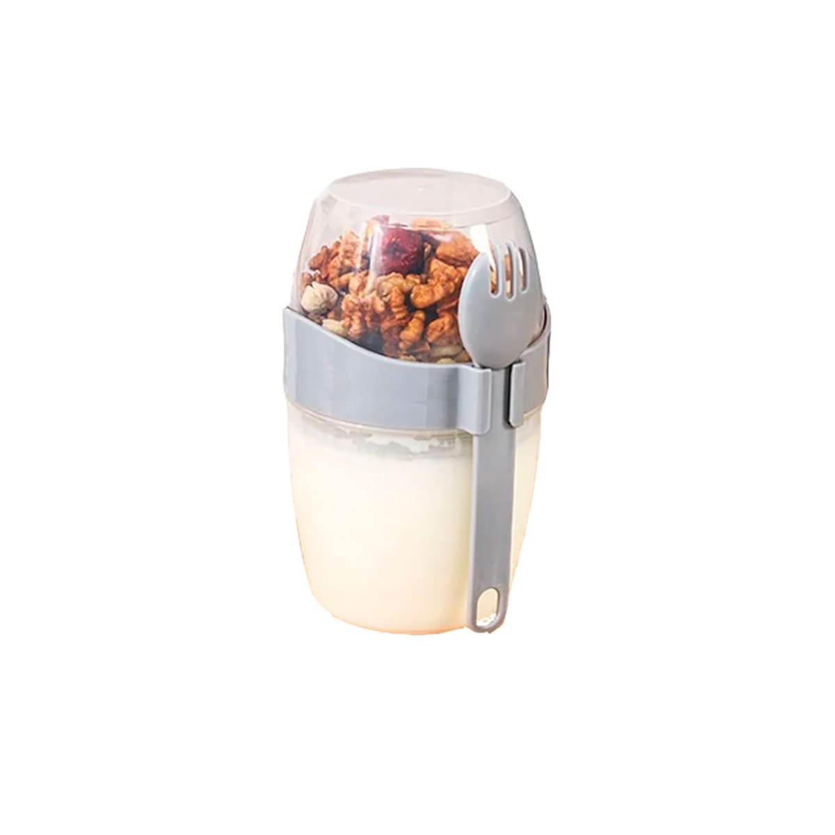 RECIPIENTE YOGUR PLOMO CON CUCHARA DISENO COMPACTO FACIL DE GUARDAR Y+PAPEL REGALO - 1