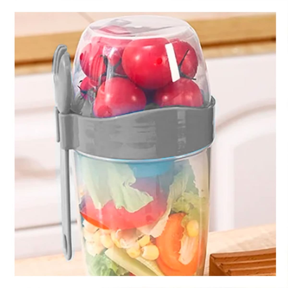 PACK2 RECIPIENTE YOGUR PLOMO CON CUCHARA INCLUIDA PRACTICO Y SEGURO Y+PAPEL REGALO - 2