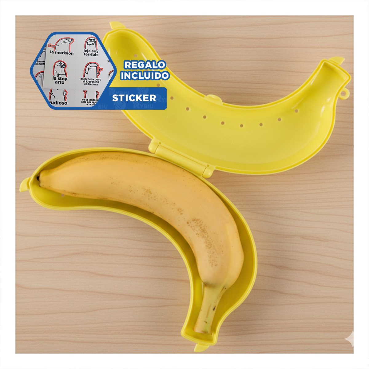 CONTENEDOR DE PLATANO AMARILLO IDEAL PARA LONCHERAS ESCOLARES ORDENADAS Y+REGALO STICKER - 1