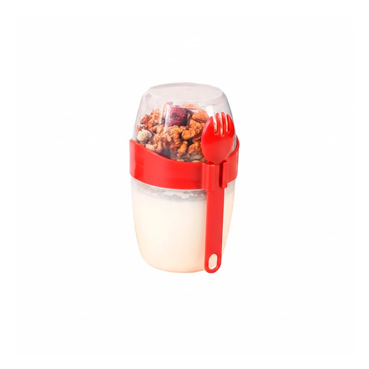 PACK2 CONTENEDOR YOGUR ROJO DISENO 2 EN 1 PARA LLEVAR A TODO LUGAR Y+REGALO STICKER - 2