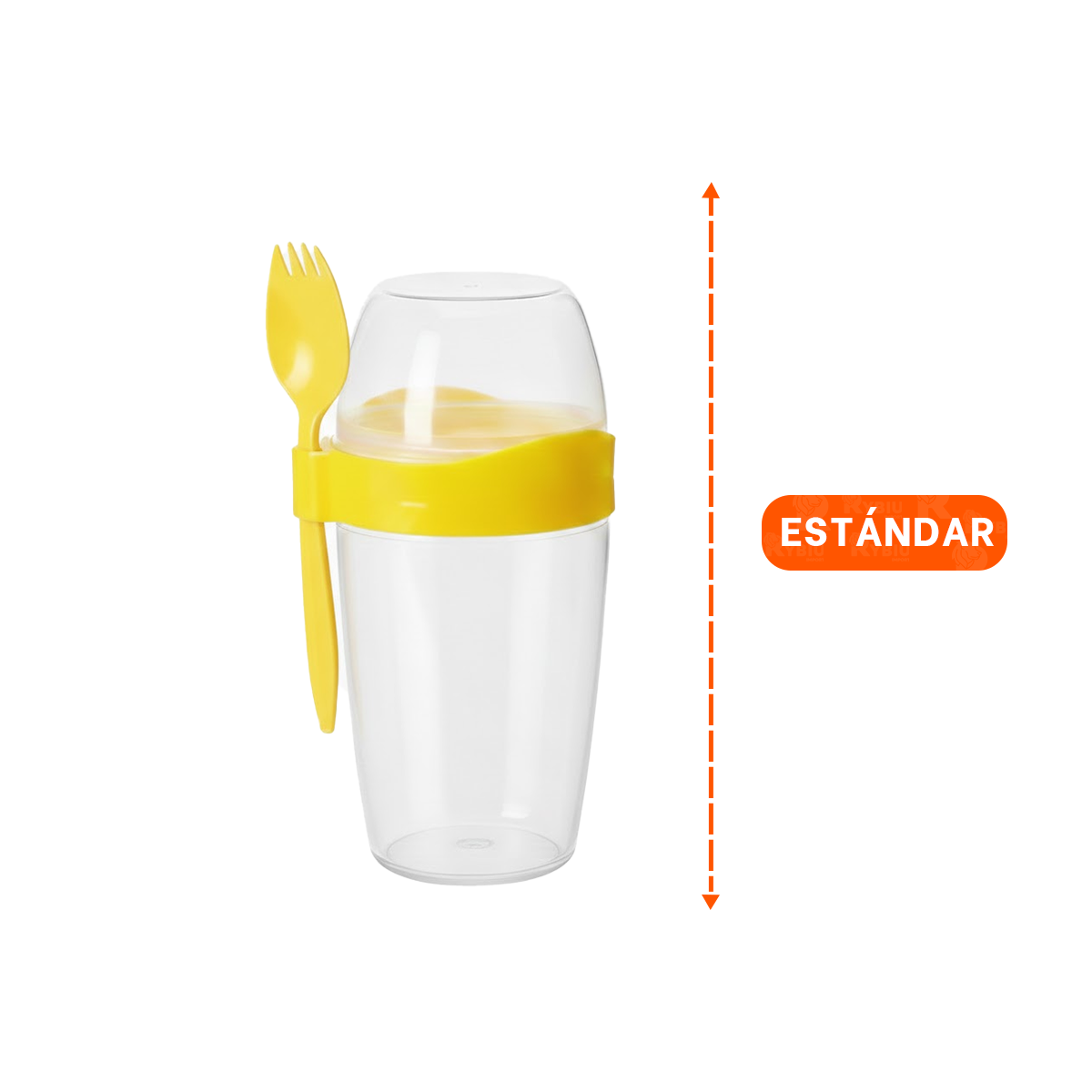 VASO YOGURERO 2 EN 1 CON CUBIERTO GRANDE AMARILLO PARA LONCHERA Y VIAJES - 4