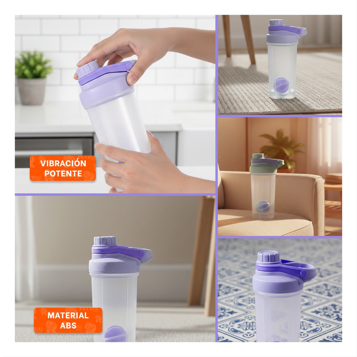 FRASCO TOMATODO SHAKER 500ML LILA PARA BEBIDAS Y LICUADOS SALUDABLES - 5