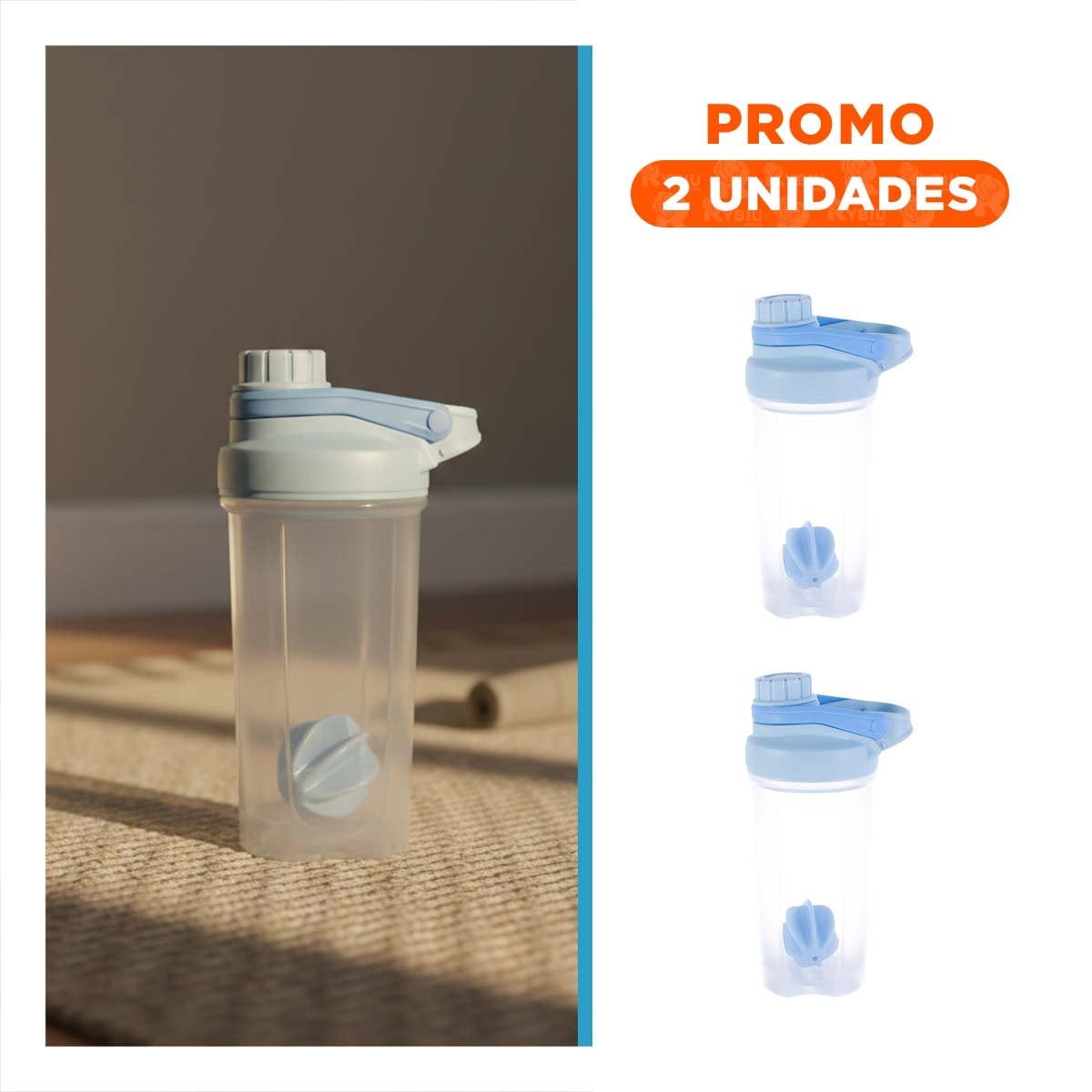 PACK2 FRASCO TOMATODO SHAKER 500ML CELESTE PARA AGUA Y BEBIDAS NUTRITIVAS - 1