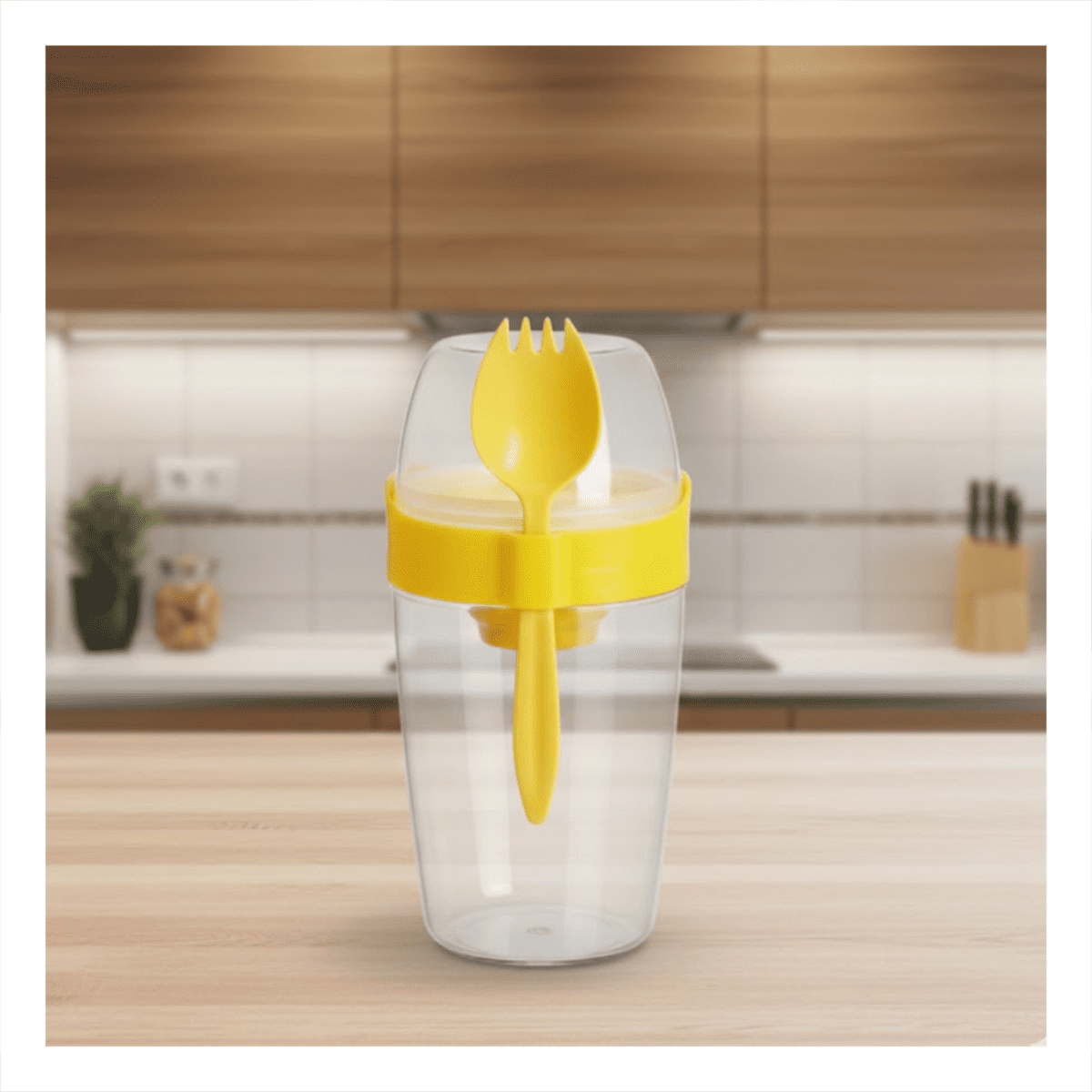 PACK4 CONTENEDOR YOGURERO 2 EN 1 CON CUBIERTO GRANDE AMARILLO PARA ESTILO DE VIDA ACTIVO - 3