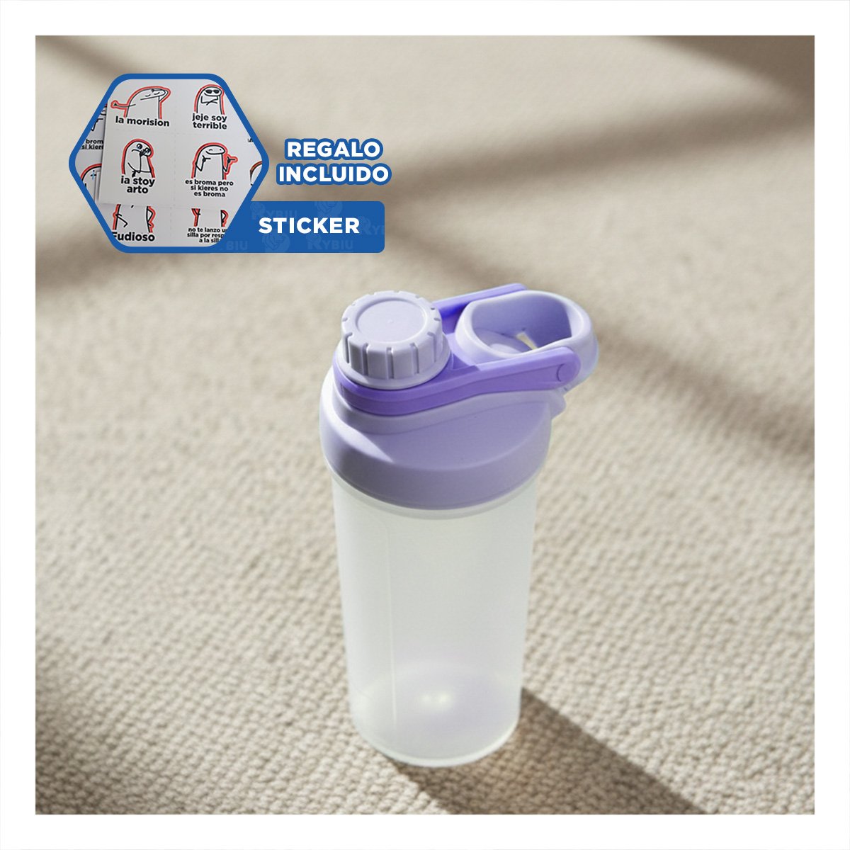 BIDÓN TOMATODO SHAKER 500ML LILA PORTÁTIL PARA HIDRATACIÓN DIARIO Y+REGALO STICKER - 1