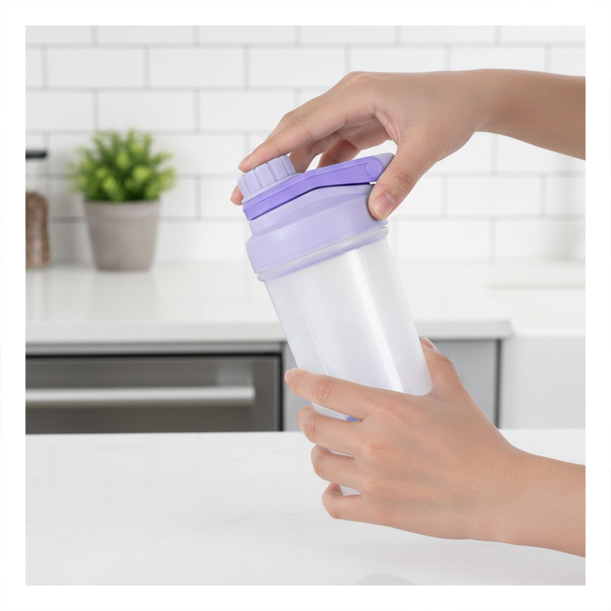 PACK12 ENVASE TOMATODO SHAKER 500ML LILA PRÁCTICO PARA GYM Y LICUADOS Y+REGALO STICKER - 5