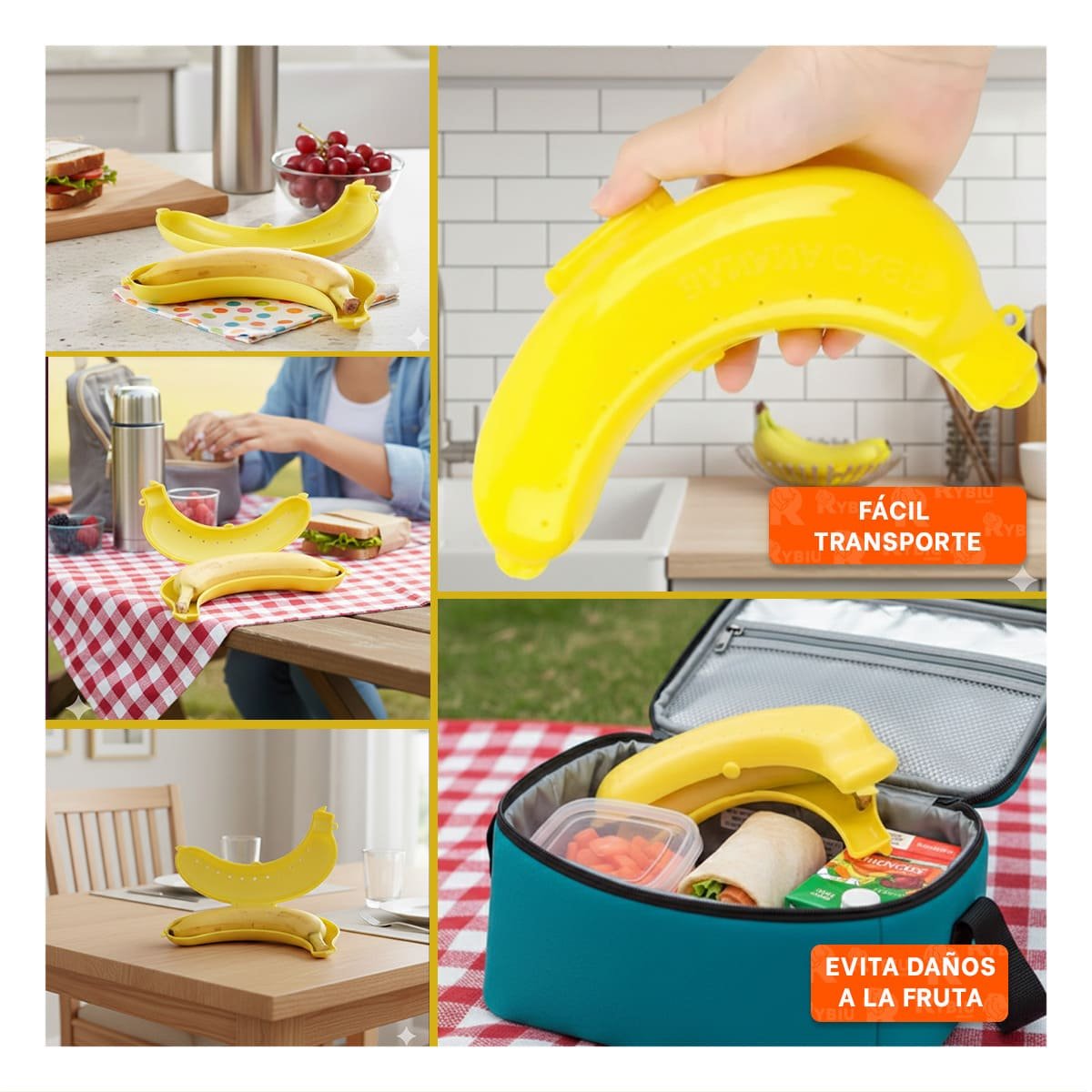 ESTUCHE PORTA PLATANO AMARILLO PARA MANTENER LA FRUTA FRESCA Y SEGURA Y+LIGAS REGALO - 5