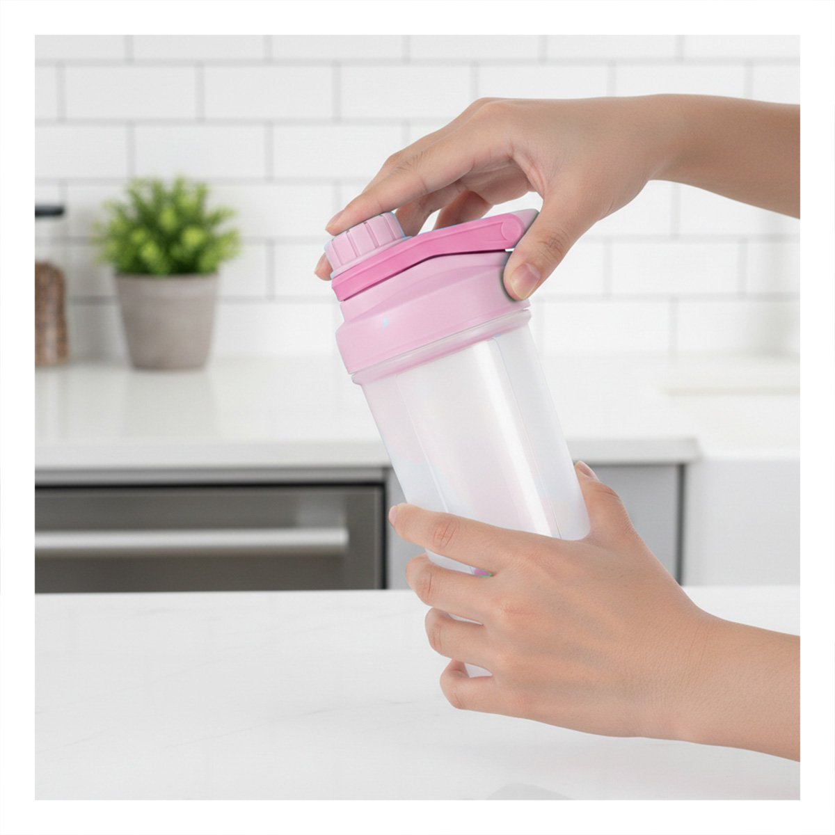 PACK12 VASO TOMATODO SHAKER 500ML ROSADO REUTILIZABLE PARA AGUA Y LICUADOS - 5