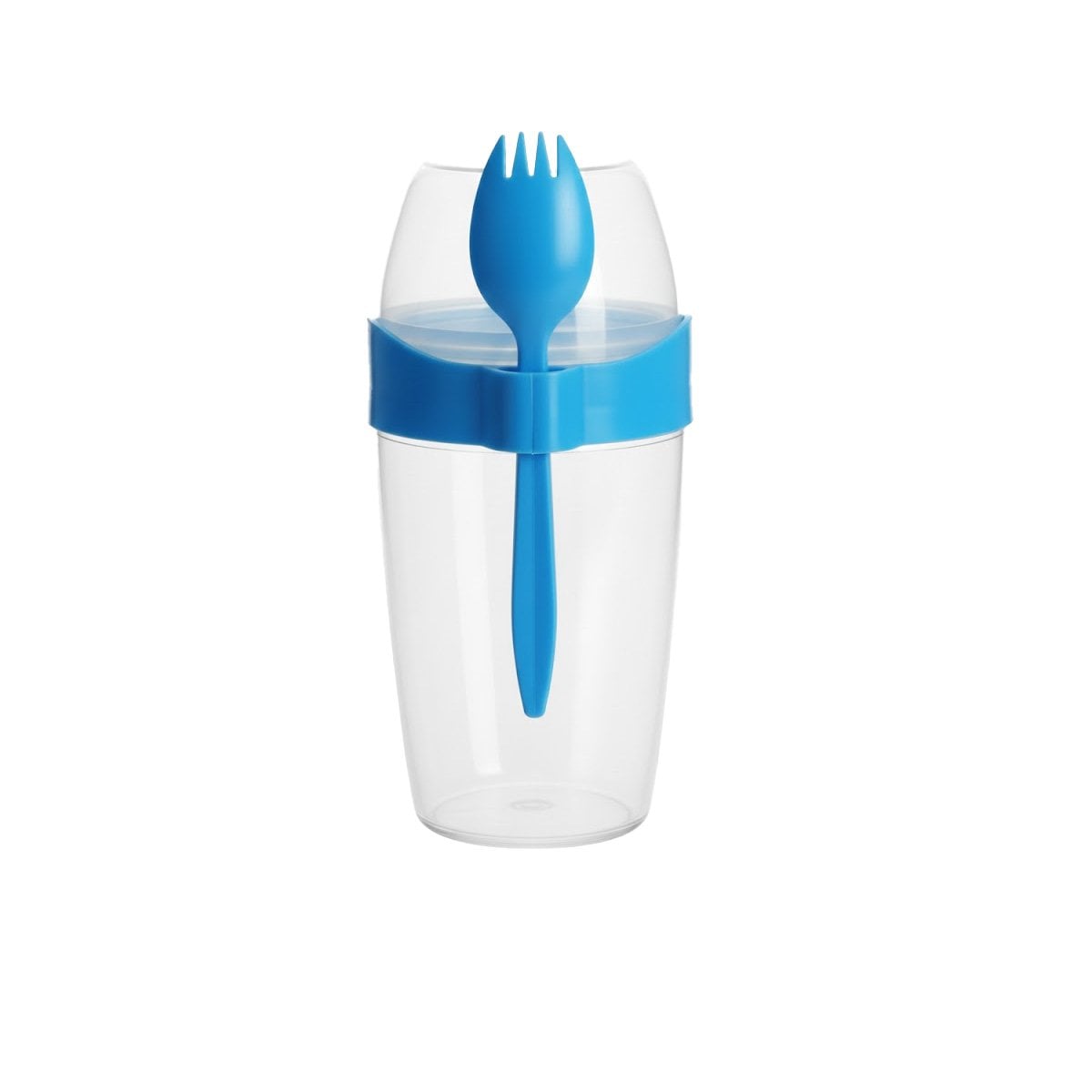 TAZA YOGURTERA 2 EN 1 CON CUBIERTO GRANDE AZUL PARA MERIENDA SALUDABLE Y+PAPEL REGALO - 1