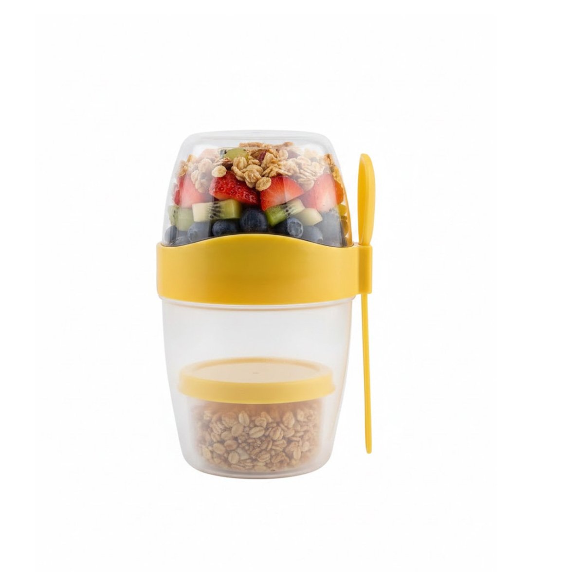 PACK6 TAZA PARA YOGUR AMARILLA CON SEPARADOR SUPERIOR PRACTICO Y FUNCIONAL Y+REGALO STICKER - 2