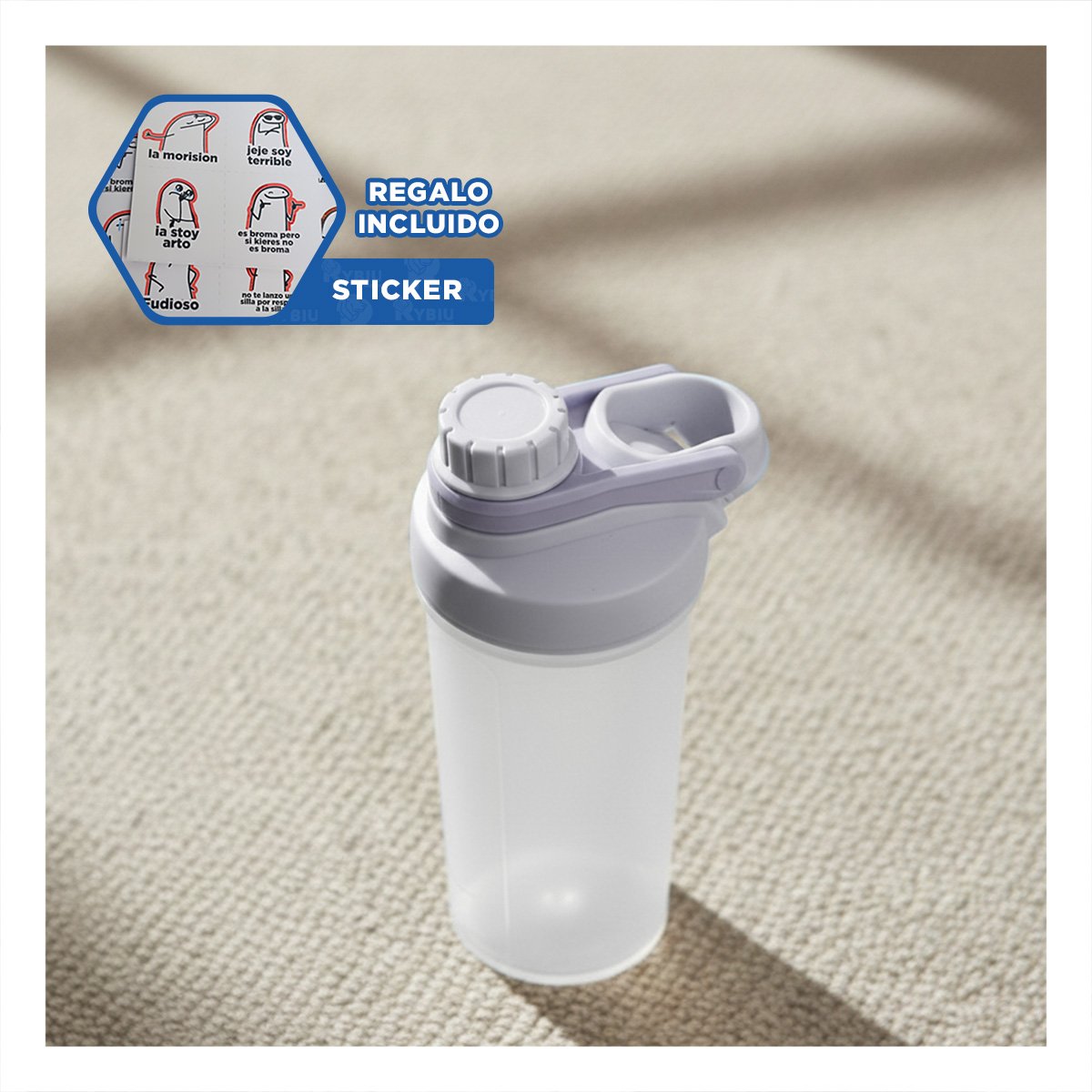 BIDÓN TOMATODO SHAKER 500ML PLOMO PORTÁTIL PARA HIDRATACIÓN DIARIO Y+REGALO STICKER - 1