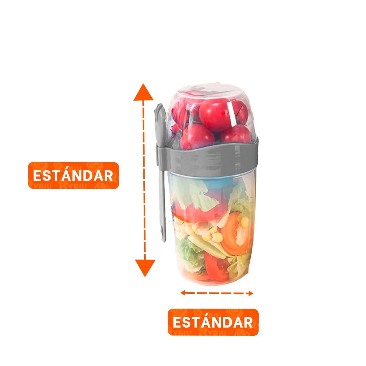 VASO YOGURERO PLOMO CON CUBIERTO INTEGRADO PRACTICO PARA USO DIARIO - 4