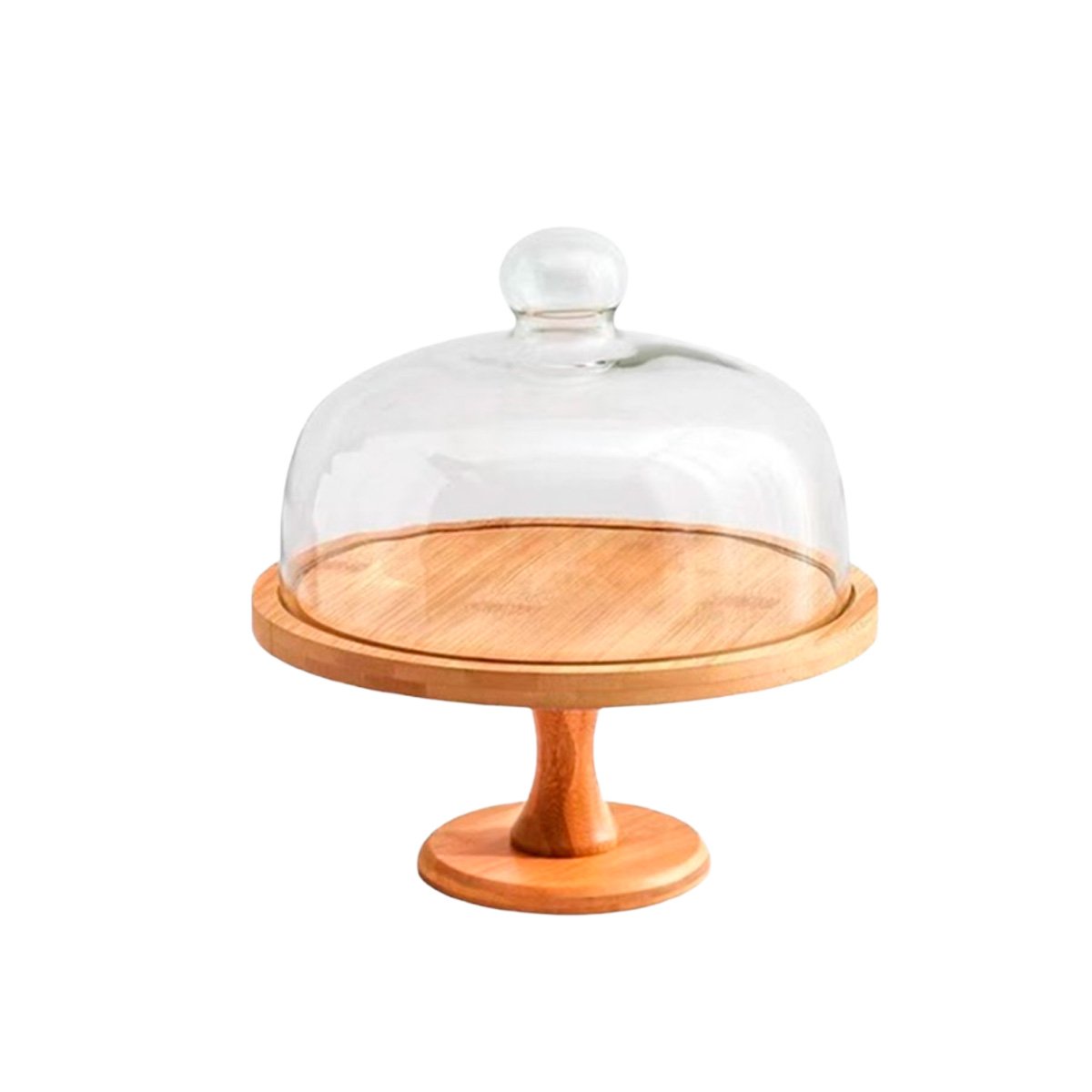 PACK2 PEDESTAL DE MADERA CON CUPULA DE VIDRIO 30CM TRANSPARENTE Y+REGALO STICKER - 2