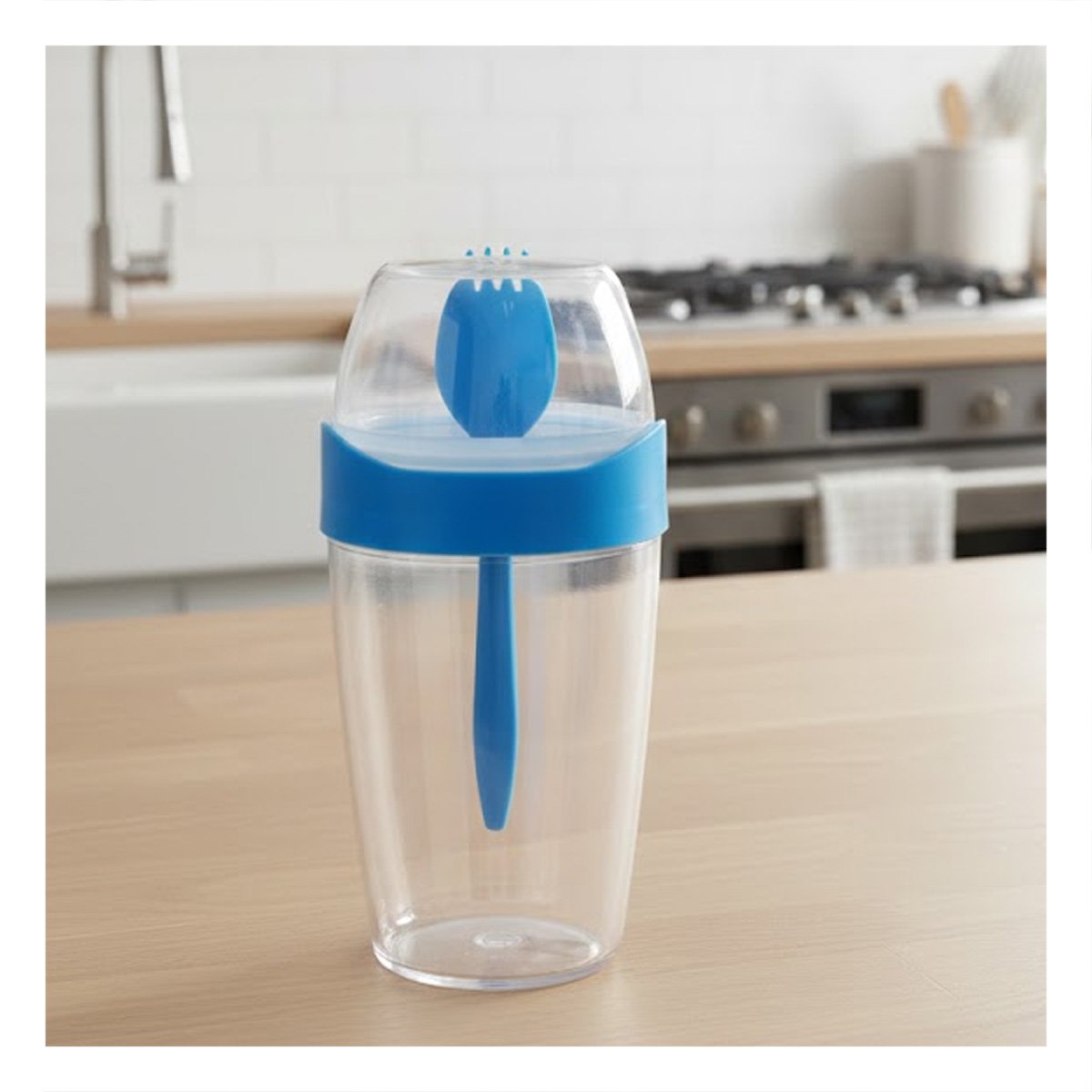 PACK6 RECIPIENTE YOGURERO CON CUBIERTO GRANDE AZUL 2 EN 1 PARA ALIMENTACION SALUDABLE - 2