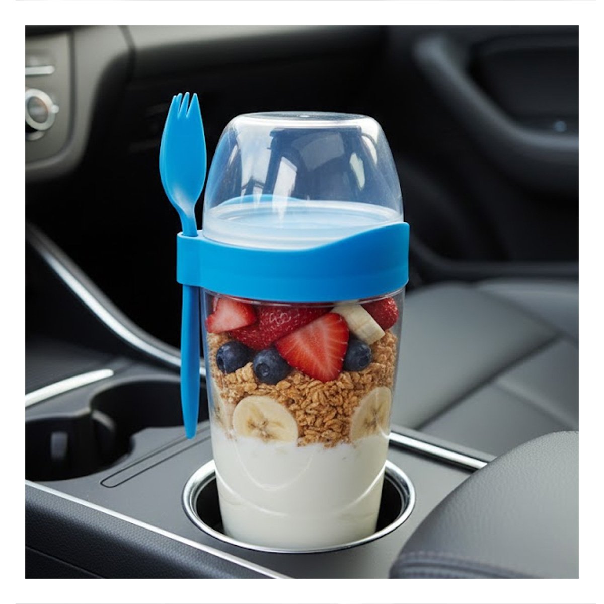 PACK6 RECIPIENTE YOGURERO CON CUBIERTO GRANDE AZUL 2 EN 1 PARA ALIMENTACION SALUDABLE - 3