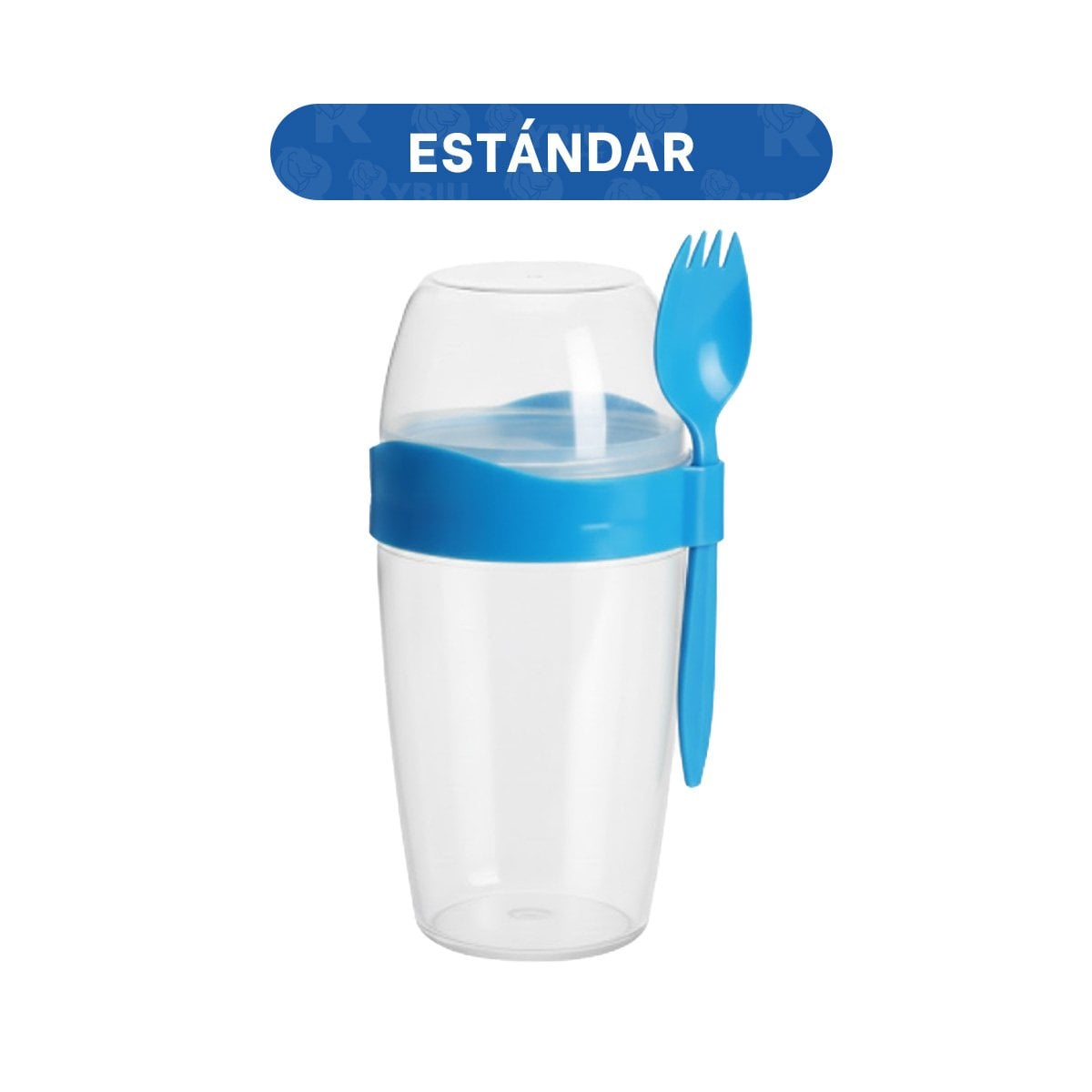 PACK6 RECIPIENTE YOGURERO CON CUBIERTO GRANDE AZUL 2 EN 1 PARA ALIMENTACION SALUDABLE - 4