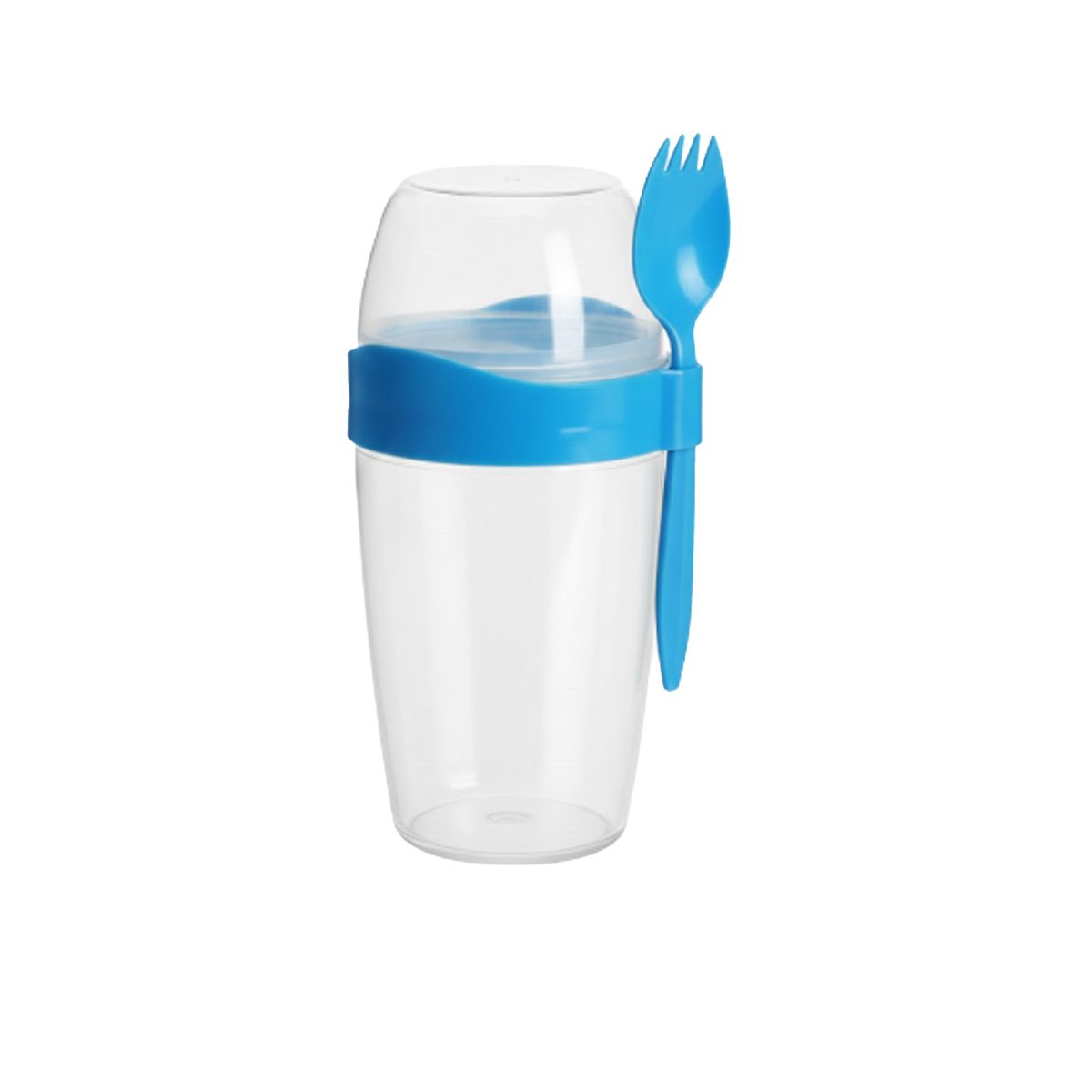 PACK4 ENVASE YOGURERO 2 EN 1 CON CUBIERTO GRANDE AZUL PARA SNACKS SALUDABLES Y+PAPEL REGALO - 3