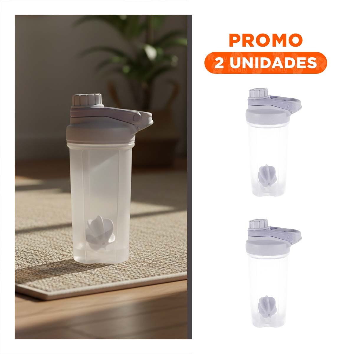 PACK2 FRASCO TOMATODO SHAKER 500ML PLOMO PARA AGUA Y BEBIDAS NUTRITIVAS - 1